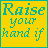 Yellow background with cyan text reading 'Raise your hand if' on left and 'your brother's a HOMO!!!' on right, split by vertical cyan line.
