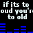 Pixelated text repeats 'if its to loud you're not old' with blue audio waveforms on black background, animated in vertical rhythm.