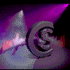 Animated sequence of a stylized 'CS' symbol rotating against a starry background with purple and pink light bursts.