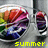 A pixelated animated icon shows a colorful layered object with red, pink, purple, blue, and green sections, transitioning between states with visible text reading 'summer.'