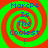 Four identical display a green and red spiral background with blue text reading "MarcP4 Is The Coolest!" in a pixelated font