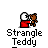 Four 48x48 pixel animated frames of a cartoon character holding a teddy bear, displayed in a 2x2 contact sheet with gray background.