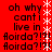 Red background with black text repeating 'oh why cant i live in Aorida?!?!' and white asterisks forming a vertical line between two identical text blocks.