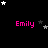 Black background with pink 'Emily' text and white/grey stars in a pattern, stars shift position across frames