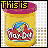 Animated contact sheet of Play-Doh containers with changing text overlays across 12 frames arranged in a 4x3 grid, each frame showing the same yellow container with pink lid and logo against a gray grid background.