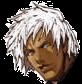 A character with white spiky hair and brown skin appears in a of nine showing sequential facial expressions from neutral to angry