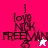 Four display 'i love NTK FREEWAN' text with a musical note symbol, each featuring a different background color and star icon