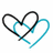 Two interlocking heart outlines in black and cyan, with the cyan outline shifting position across frames.