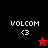 Four quadrant displays 'VOLCOM' text with '<3' symbol and star icons in black, red, and dark red backgrounds