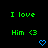 Green text "I love Him <3" on black background with blue heart and arrow symbols changing across frames.
