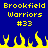 Blue background with yellow pixelated text reading "Brookfield Warriors #33" and yellow flame-like shapes at the bottom.