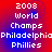 Static pixel art displays '2008 World Champs Philadelphia Phillies' text in white over red and blue gradient background.