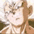 Pixelated anime character with white hair and brown clothing in a static pose, displayed across multiple -aligned