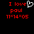 Red pixelated text "I love paul" with a white heart symbol and "11x14x05" on black background, showing animation change between frames.