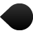 Solid black irregularly shaped icon with smooth gradient transitioning from dark gray to black, positioned against light gray background.