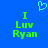 Blue background with green text reading "I Luv Ryan" and a light blue pixelated heart above the text, displayed in two identical side-by-side arrangements.