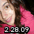 A woman with long brown hair in a pink top smiles, overlaid with '2.28.09' text; an anime couple embraces under 'I love you'; and hands form a heart over clouds.