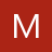 A static pixelated image of a white capital letter M centered on a solid red background with no additional elements.