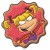 A 50x50 pixel animated buddy icon featuring a cartoon character with blonde hair and pink headwear on the left, next to green text reading "Original Icons .com" on a dark green background.