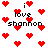 Pixelated red hearts and black text reading "i love shannon" on a white background, with varying heart positions across frames.