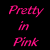 Pixel art contact sheet showing a blonde woman in pink polka-dot swimsuit with text "Pretty in Pink" on black background, arranged in 2x2 grid with gray transparency background.