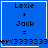 Blue square with black text displaying 'Lexie + Jack =', followed by a sequence of numbers and symbols, showing animation changes in the final digit.