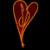 Two side-by-side animated frames of a heart-shaped icon with fiery musical notes and flame effects on black background.