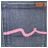 Animated pink wavy line on gray background with blue denim texture and golden X-shaped lines, transitioning to red text 'jeans are love' with heart symbol.