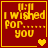 Red background with yellow text reading "I wished for... you" and a heart symbol, displayed in a of four with varying heart counts