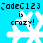 Pixelated blue background with white snowflake icons and black text reading "JadeC123 is crazy!" in four repeated quadrants.