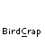 Pixelated yellow figure with white head and outstretched arms, blue bird flying above, text "BirdCrab" below on gray background.