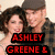 six identical images showing two people posing together, each with red text overlays in black boxes