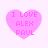 Four pink heart-shaped icons with pixelated text reading "I LOVE ALEX PAUL" on a white background, each displaying slight variations in color saturation and edge sharpness.