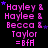Pixelated text in pink and purple on black background with small blue stars, showing repeated names and a symbol.