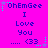 Pixelated text on bright pink background with blue and cyan star accents, displaying 'OhEmGee I Love You .... <33' in three repeated