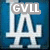 Two side-by-side pixelated images of a blue background with white 'LA' letters, one displaying 'GVLL' text overlay and the other showing '#3' text overlay.