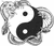Static grayscale buddy icon featuring a yin-yang symbol with swirling gray patterns on white background, rendered in low-resolution pixel art style.