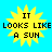 Yellow sun-shaped icon with black text "IT LOOKS LIKE A SUN" on bright blue background, four identical static frames.