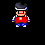 Pixel art character in red, white, and blue outfit holding a red staff with white particle effects across multiple poses.