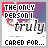 A contact sheet of 21 animated frames from a buddy icon showing text transitions between "THE ONLY PERSON I truly CARED FOR..." and "LEFT ME WITH A broken HEART." with red/purple gradient backgrounds.