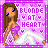 A 4x3 contact sheet of a pixel art animated icon featuring a cartoon woman in various poses with repeated text "BLONDE AT HEART" on a purple background.