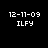Pixelated text '12-11-09' and 'ILFY' on black and red backgrounds with varying red glow effects.