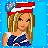 A 4-frame animated contact sheet showing a patriotic-themed cartoon character in various poses with red, white, and blue star-and-stripe patterns on clothing and accessories.