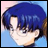 A 48x48 pixel buddy icon featuring a split composition with an anime-style character on the left and stylized text on the right, displayed as part of a contact sheet.