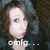 A pixelated image of a person with brown hair and red lips, showing text changes across three