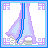 A 3x3 grid of pixel art frames showing a cartoon character and text variations, with blue borders and purple decorative corners on each frame.