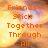 A four- of orange pixelated text over a blurred background of a person's face with warm tones