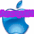 Blue apple logo with bite mark and leaf, overlaid with purple text 'Jacquim' and pink text 'is' on peace sign background with crowd scene.