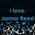 Blue text reads "I love Jamar Reed" above swirling blue and white shapes on a dark background.