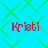 Four identical red pixelated text instances of 'Krieti' on a cyan background with green diamond-shaped lines